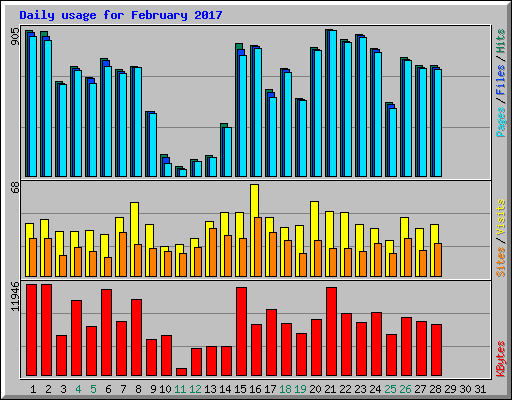 Daily usage for February 2017