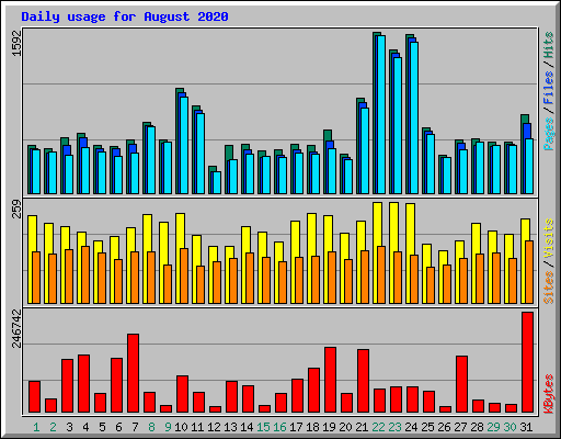 Daily usage for August 2020