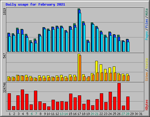 Daily usage for February 2021
