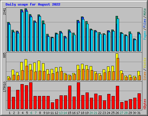 Daily usage for August 2022
