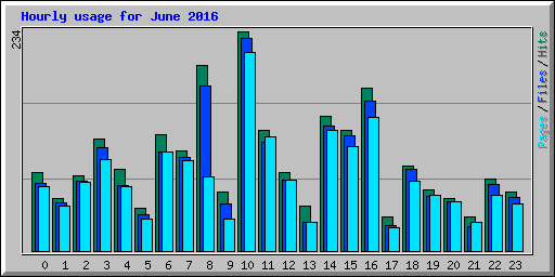 Hourly usage for June 2016