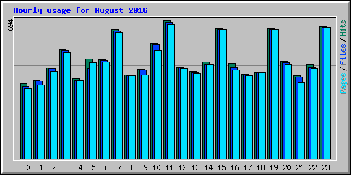 Hourly usage for August 2016